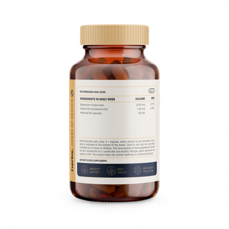 Magnesium Plus B6, Bisgylcinate for Capsules 90 pcs